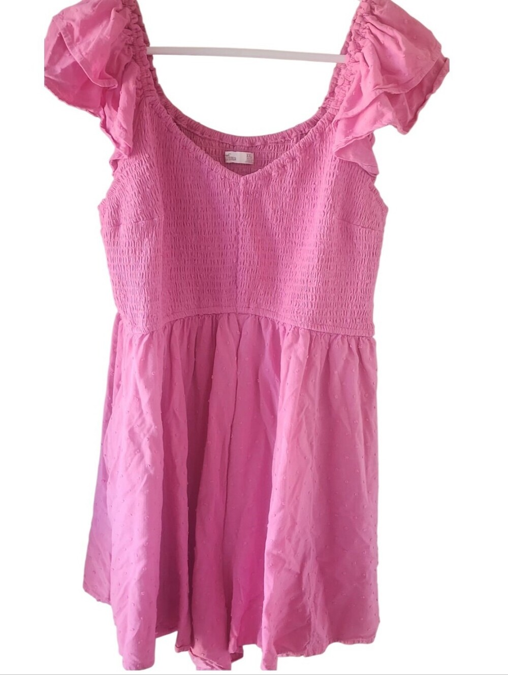 Hollister Pink Smocked Flutter Sleeve Skort Romper Dress XXL
